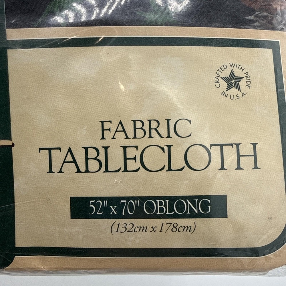Vtg Tablecloth Farmhouse Rooster Chicken Cotton Polyester  52" X 70" Oblong USA - Picture 3 of 5